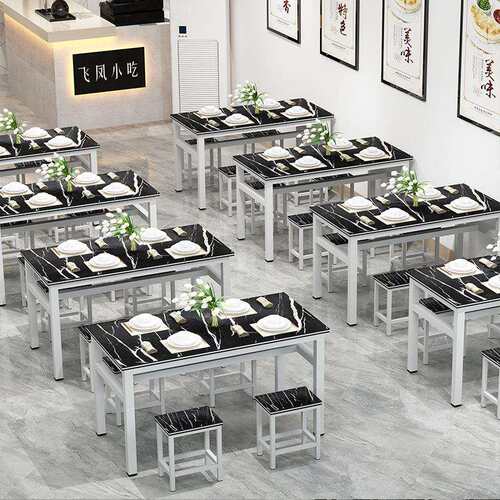 简商用约餐椅组合小吃店食堂店快餐ss-54桌桌椅大排档餐厅餐桌小