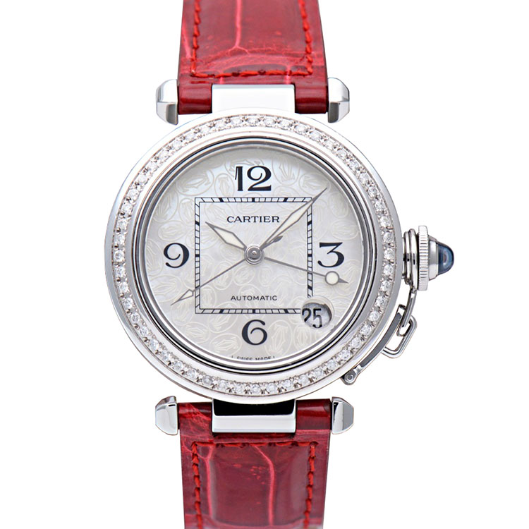 logo面[9.8新]卡地亚帕莎35mm后镶钻自动机械手表女表