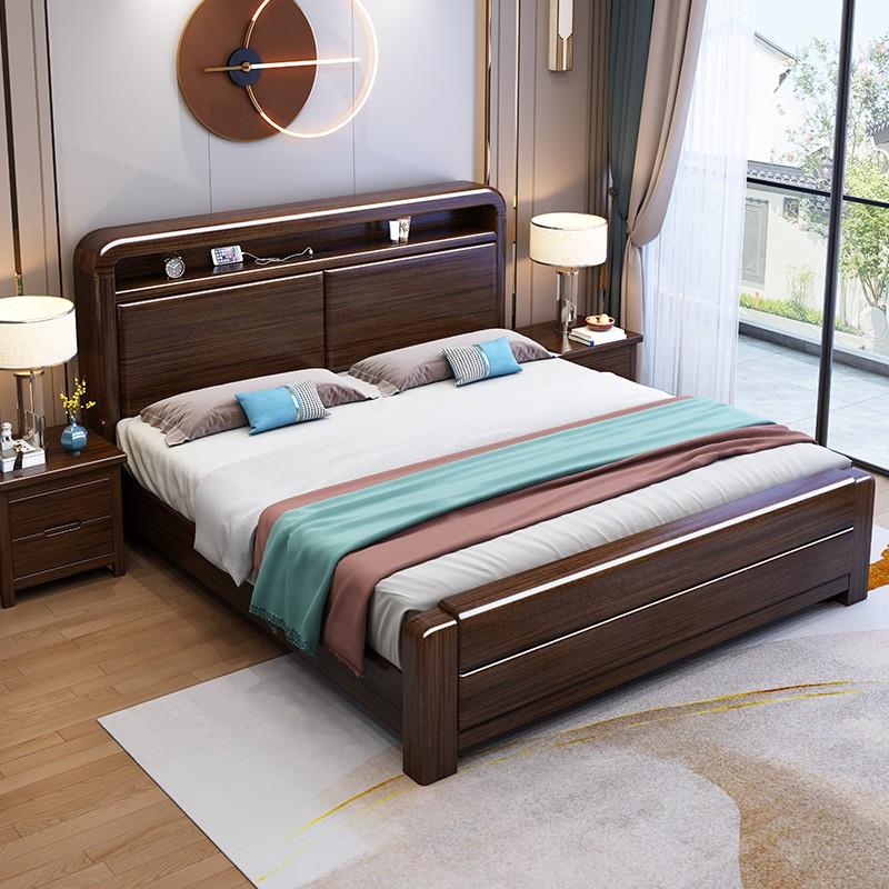 康虔雅匠新中式紫金檀木1.8米大床1.5M双人床简约现代储物实木床I