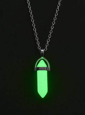 2Pcs/Set Luminous Hexagonal Column Heart Pendant Couple Magn