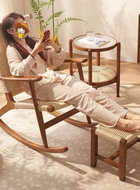 客厅复古绳编阳台休椅闲躺椅摇摇大午人摇65956椅靠懒人高背椅子