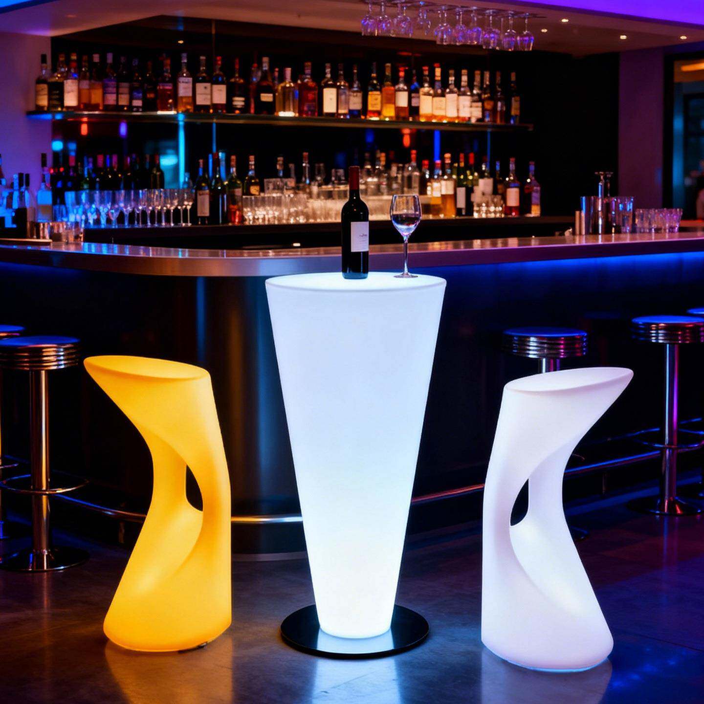 户外发光吧台商用鸡尾酒桌酒吧清吧发光高脚桌椅露天活动展会圆桌