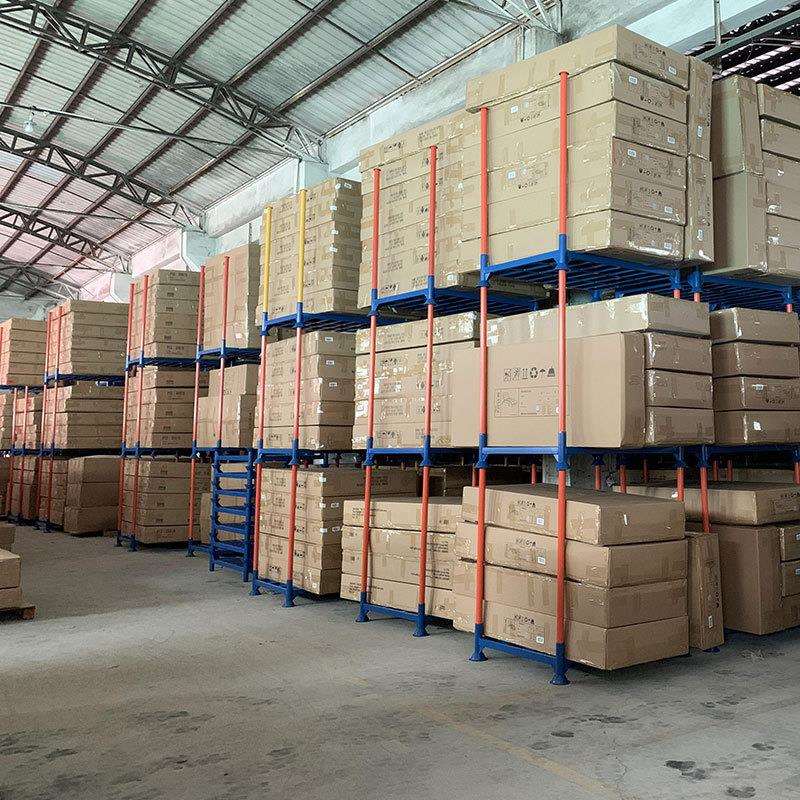 厂家直销插杆式堆垛架Q25钢制圆管立柱托盘货架承重1吨商用