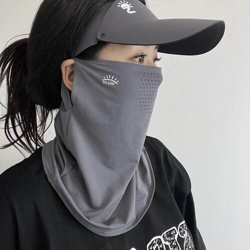 防晒冰丝面罩遮全脸抗UV口罩开 车电动车护颈夏季骑行女款脸罩