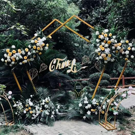 婚22款婚庆道具铁艺异形拱门室新外礼几何边五形装1212饰背景舞台