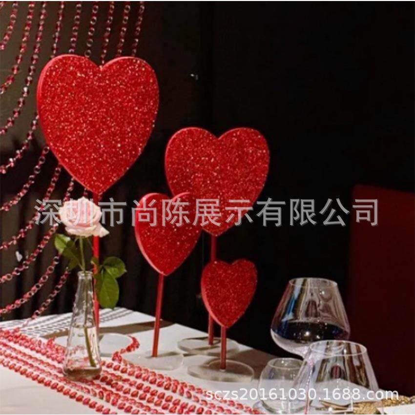 情人节七夕节红色金粉爱心摆件商场店铺橱窗装饰道具美陈场景布置