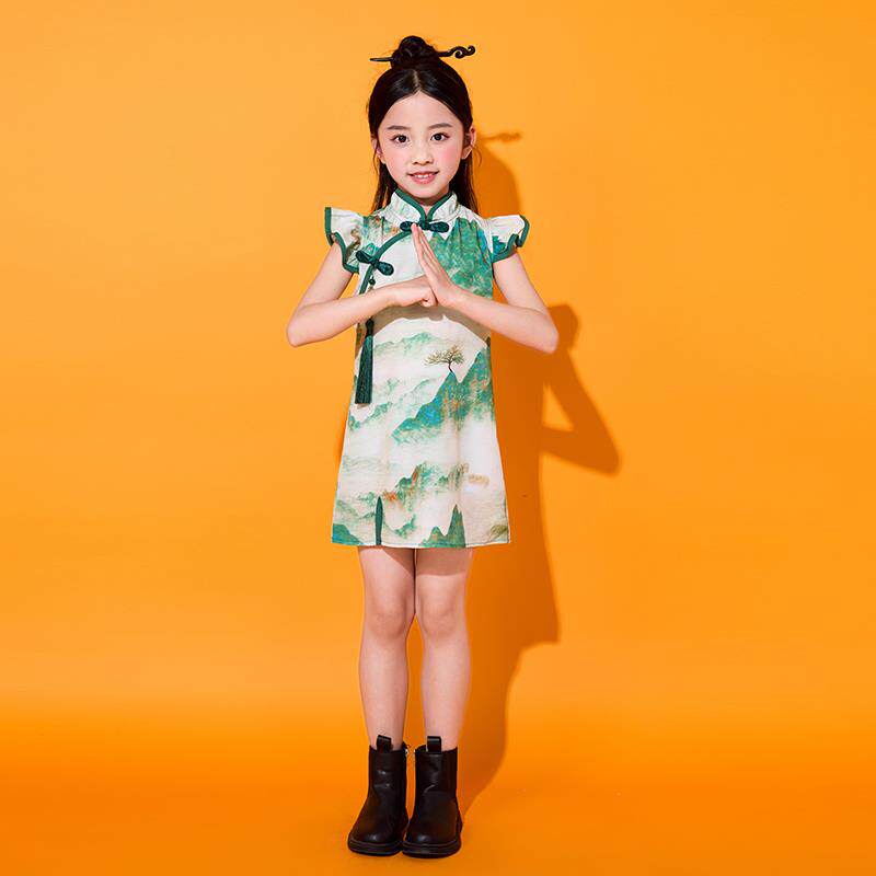 高档六诗一儿童演出唐服夏季国风合唱表演服装词朗诵幼儿园国中学