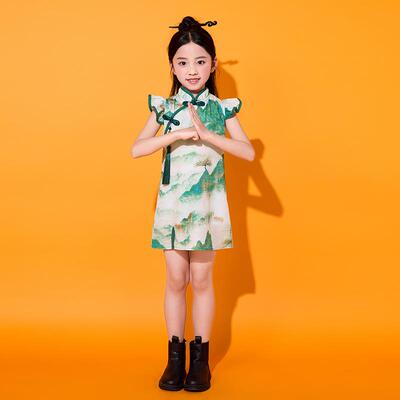 高档六一童演出服季中夏国合唱表风演服唐装诗词朗诵幼儿园国学班