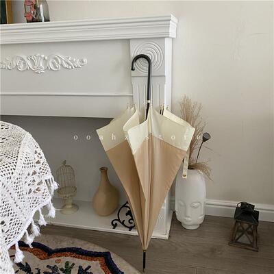 高档庶民风 | 软糯奶油杏~合国拍照适的长柄伞 韩治愈系i手ns皮柄