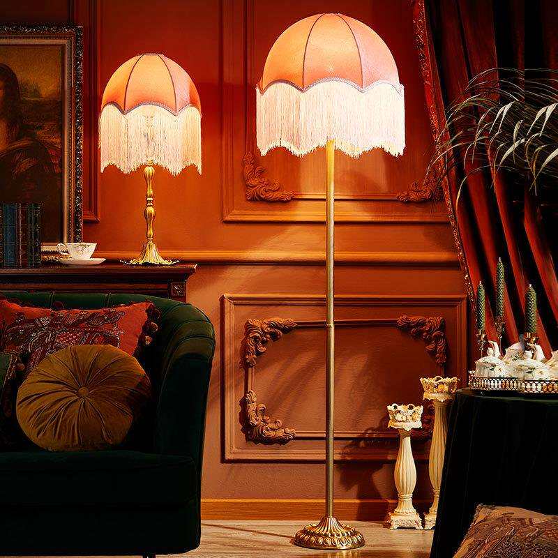 少女粉色法式奢华全铜台灯卧室床头欧美式简约大气宫廷温馨纯铜灯