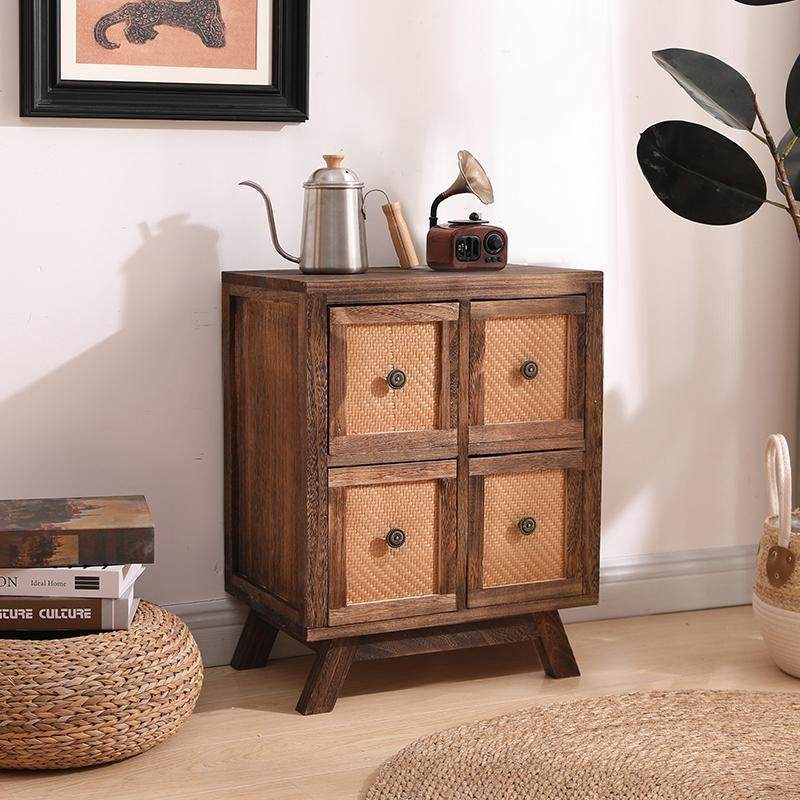 美式斗柜覆古收纳柜藤编实木储物柜客厅边柜新中式组合抽屉装饰柜,住宅家具,斗柜,淘宝优惠券,粉丝福利购,淘宝优惠卷