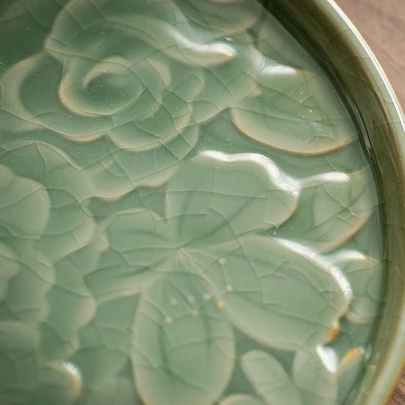 PK7J哥窑官窑壶承干泡台果盘陶瓷开片浮雕养壶托盘茶道零配摆盘收,餐饮具,茶具礼盒,淘宝优惠券,粉丝福利购,淘宝优惠卷