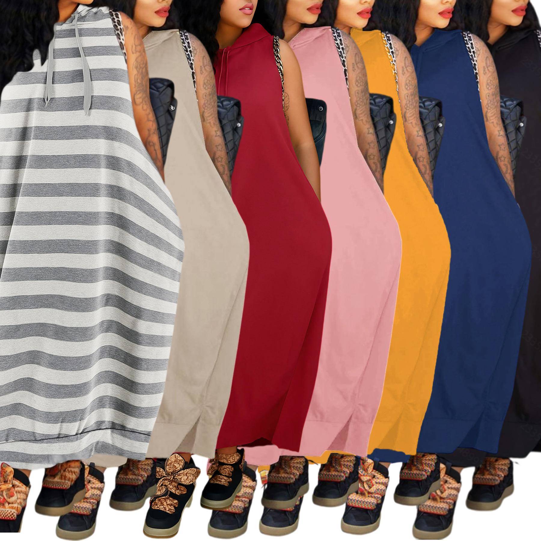 Oversize Tshirt Dress Women Summer Sleeveless Maxi Dress图片