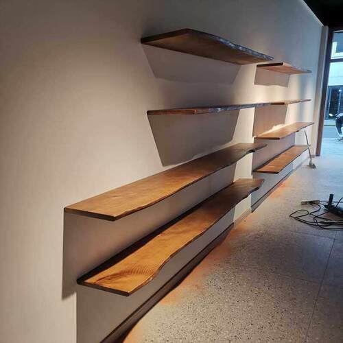 中世纪风格墙储物架实木墙悬挂墙挂书架隔断书架层压板展示架墙