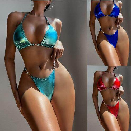Women Two Swimsuit Halter String Bikini Set Sexy Thong