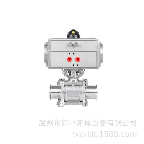 04不锈钢气动三片式快装卡箍式球阀Q681F-16P直通快卡式阀门25