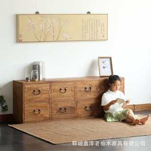 老榆木斗柜四六八斗柜实木电视柜床头储物收纳柜复古餐边柜