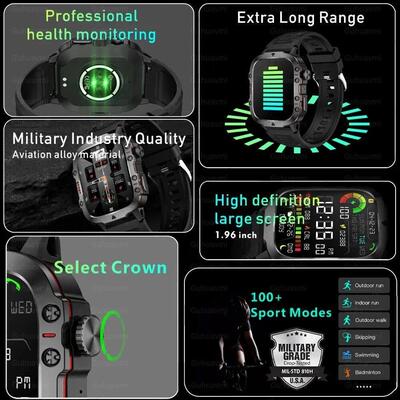 Rugged Military Smart Watch Men For Android Xiaomi Ios Ftine