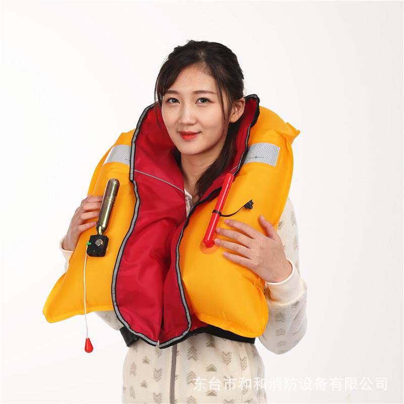 成人自动充气救生衣背心双气囊气胀式救生衣便捷式供应EC认证