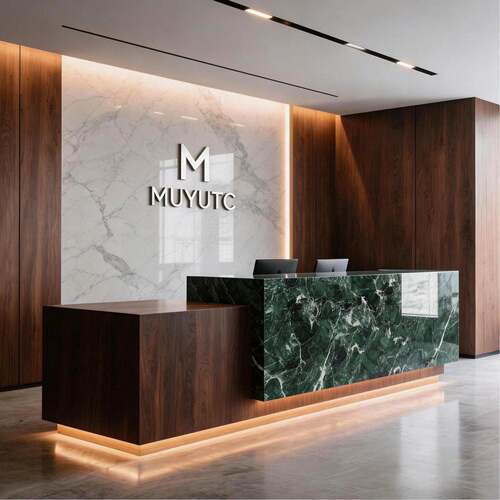 高端轻奢前台接待台公司酒店大堂售楼部足疗会所岩板吧台办公柜台