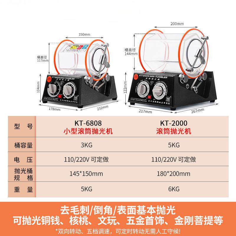 小型滚筒抛光机文玩核桃金银首饰抛光打磨古钱币研磨清洗机
