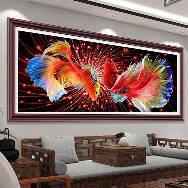 红红火火大幅5d满钻石画招财锦鲤鱼客厅贴钻十字绣新款中式钻石绣