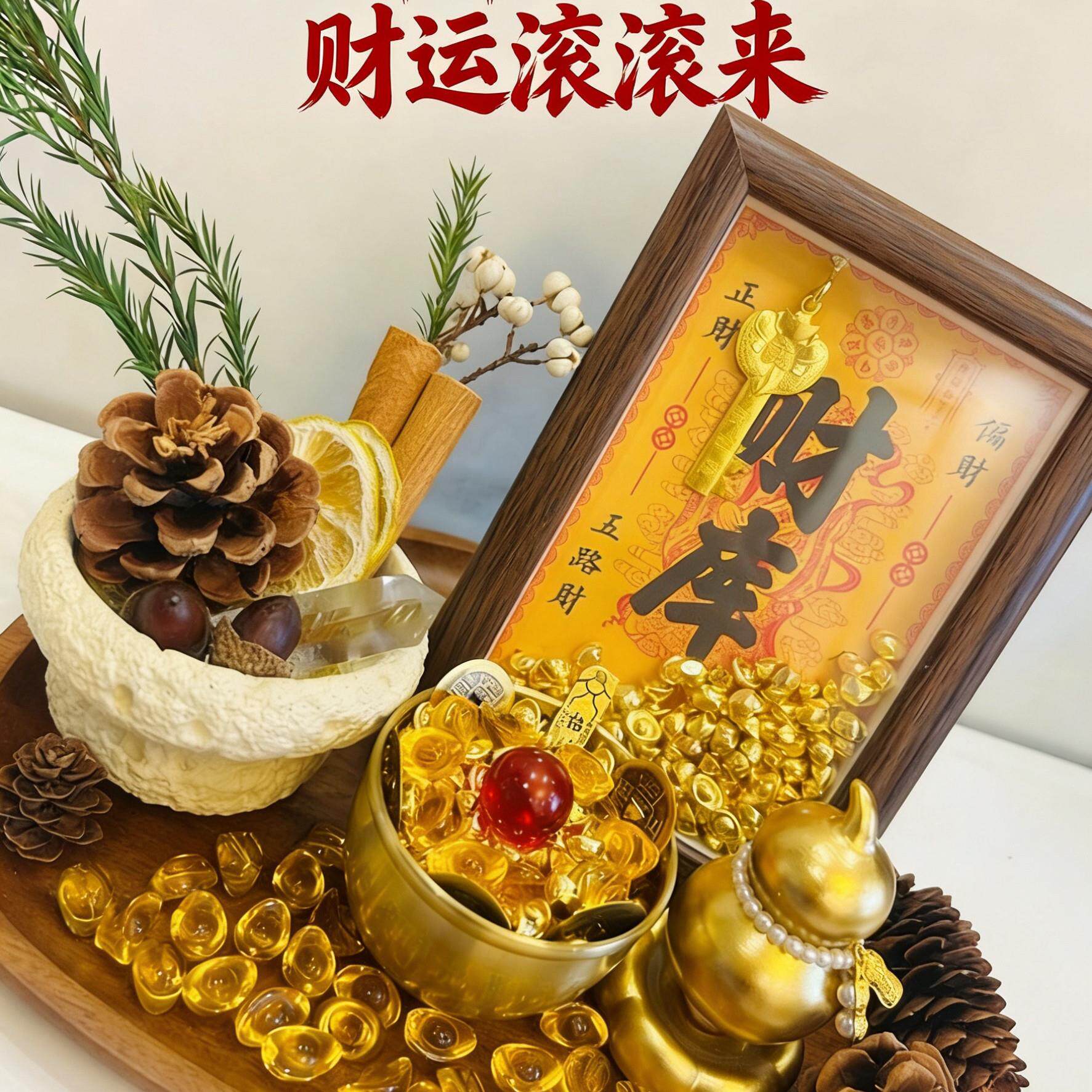 2026新年玄关招财摆件公司暴富风水摆设水晶装饰品新中式新家礼物