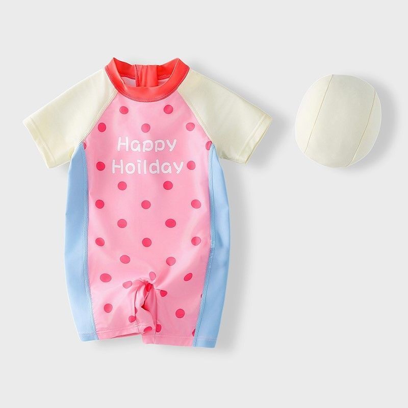 儿童泳衣女孩平角连体中小女童游泳宝宝公主可爱速干防晒运动泳衣