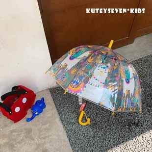 正品 长云彩虹自动拱门安全柄伞幼儿园小学儿童男女伞 i透n明可爱