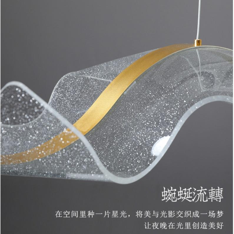 飘带餐厅吊灯长条亚克力轻奢艺术创意吊灯个性餐厅新中式禅意灯具