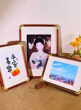 仿铜圆角实木大相框挂墙照片打印画框装裱a4全家福A3任意尺寸