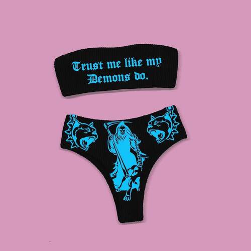 Offset printed bikini set with chest lifting women's split