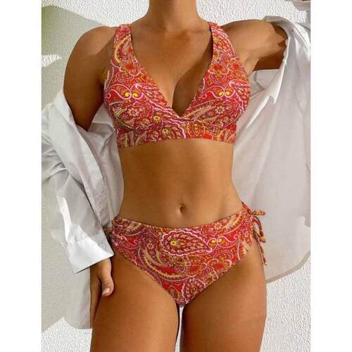 Two-Piece Set Womens Paisley Print Bikini Set Casual F