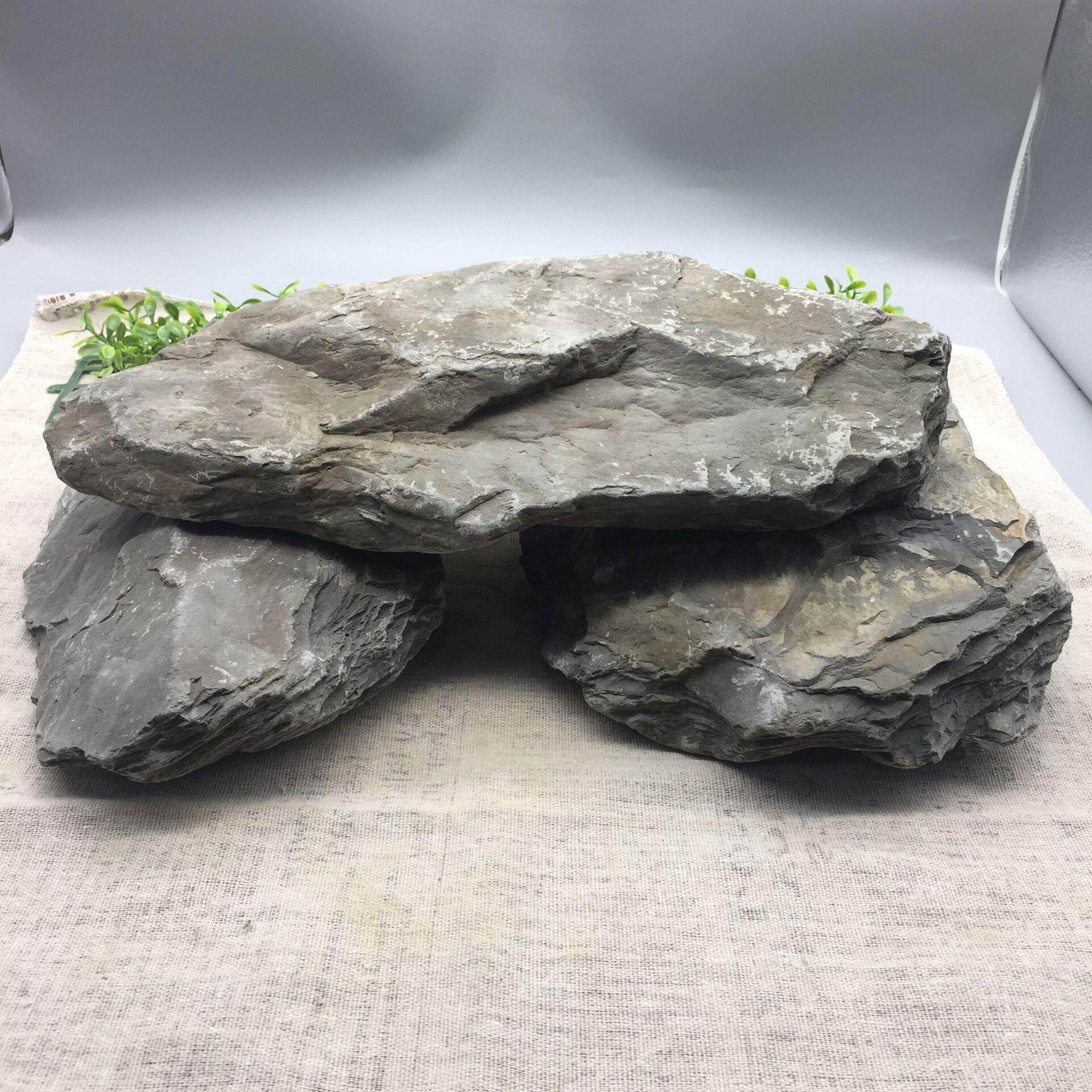 乌龟晒台 鱼缸造景片石 生态溪流假山组合石头 水族世界装饰