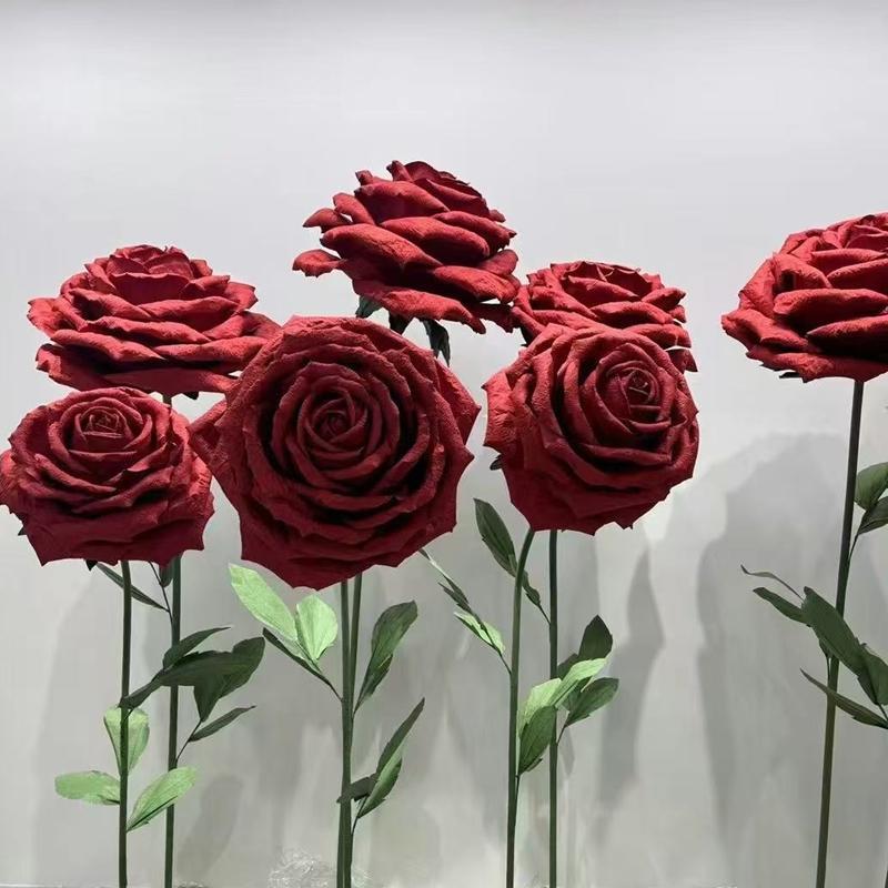 成品立体玫瑰手工纸花婚庆装饰路引节日橱窗婚礼美陈摆件大型布置