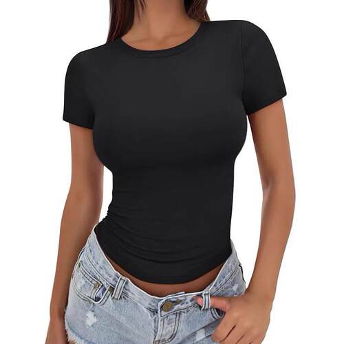 Womens Basic Short Sleeve Crew Neck T-Shirt Soft Comfortable