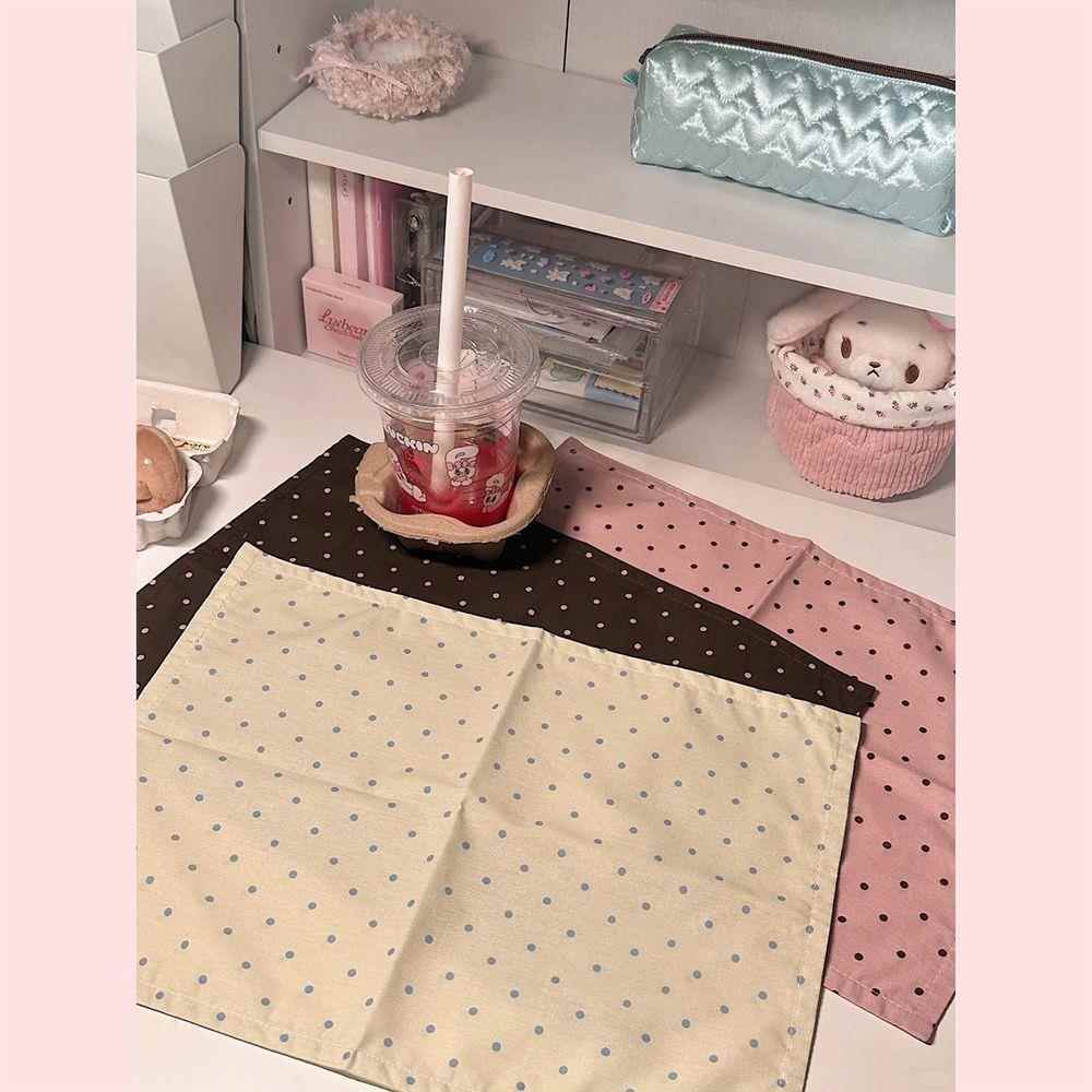 波点韩系棉麻桌垫ins风餐垫古早手账装饰拍照背景布卧室书桌盖布