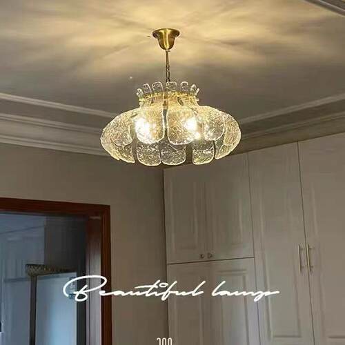 冰融复古玻璃法式餐厅灯卧室美式吊灯中古vintage设计师吧台灯具
