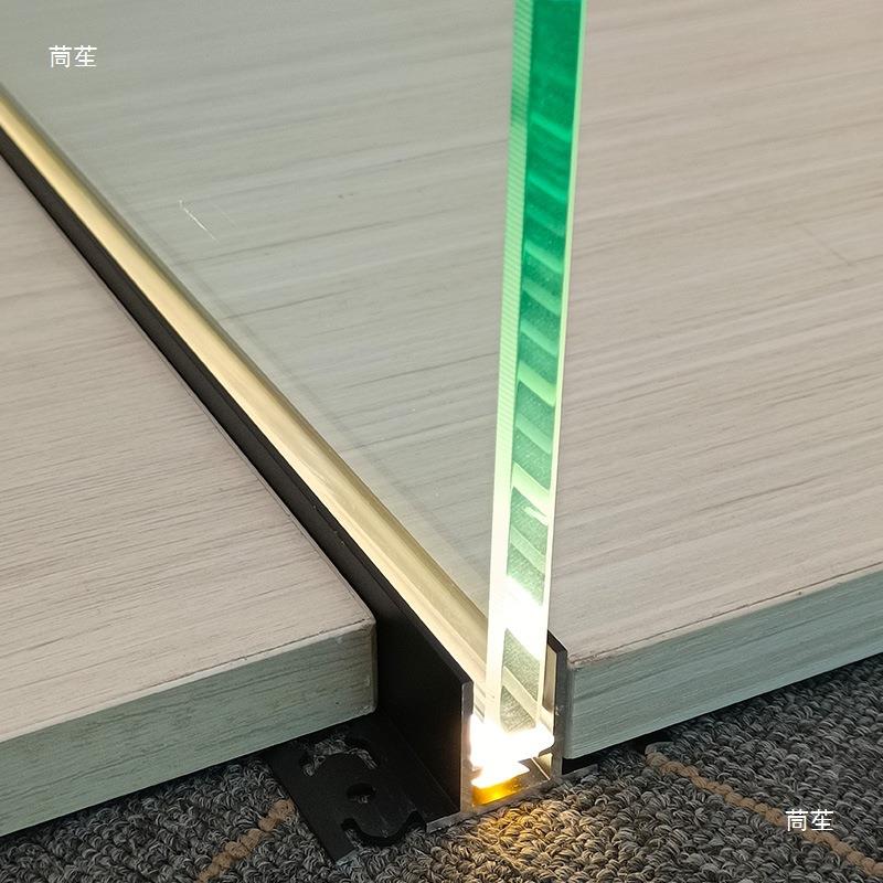 发光玻璃隔断墙灯槽客厅入户玄关浴室带灯隔挡办公室半墙屏风装饰