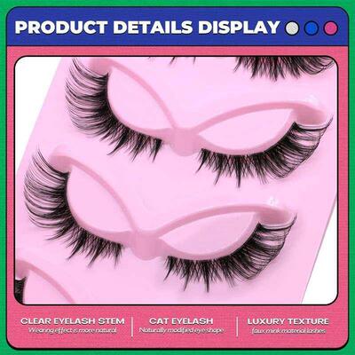 5 pairs Cat Eye Lashes Faux Mink Eyelashes Clear Band Lashes