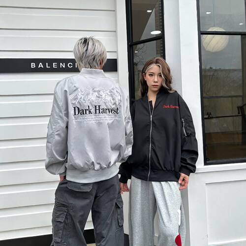 DHSS美式街头战马刺绣飞行夹克男女宽松高街潮牌情侣百搭休闲外套
