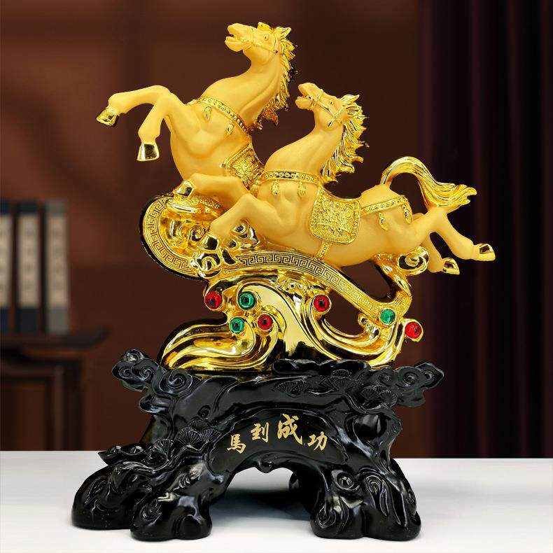 前程似锦摆件生肖马年树脂工艺品中式家居装饰吉祥物金马喜庆新年图片