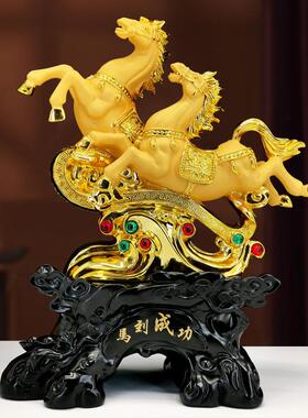 前程似锦摆件生肖马年树脂工艺品中式家居装饰吉祥物金马喜庆新年