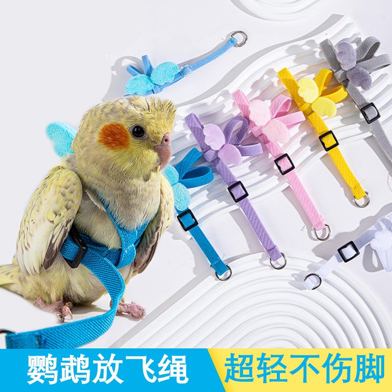 鹦鹉牵引绳鸟用放飞绳小号超轻遛鸟神器飞行