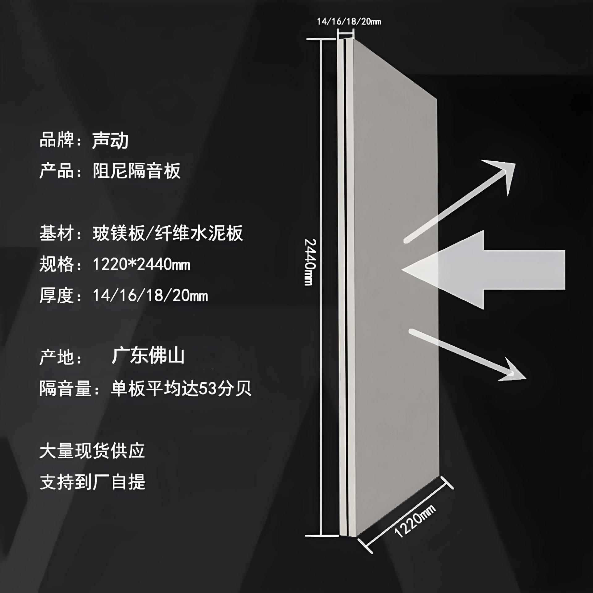 阻度尼隔板音高密硅酸JKA钙装修隔声板室内音隔墙降噪环保防火板