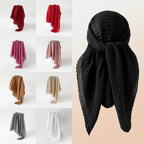 Solid color imitation cotton and linen scarf for women 90CM