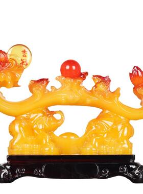 玉如意摆件家居客厅电视柜酒柜装饰品公司店铺开业礼品树脂工艺品