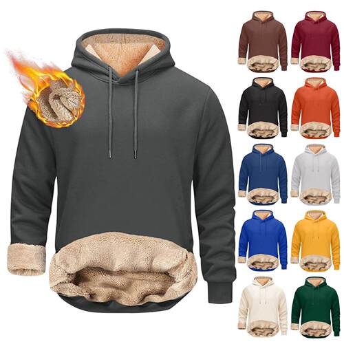 Men's Two-Piece Winter Warm Fleece Lined Hoodie Set - Soft