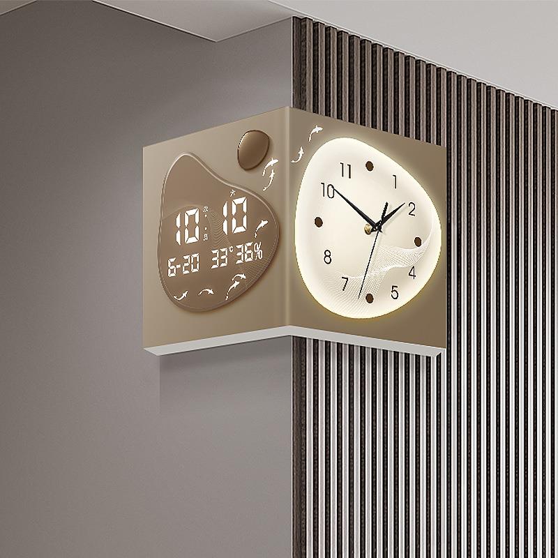 代简约客挂钟2025新石来好运款时来现运转数显钟免打孔拐表角钟厅