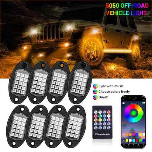 跨境汽车RGB底盘灯APP遥控LED氛围灯音乐节奏灯越野车地盘灯炫彩